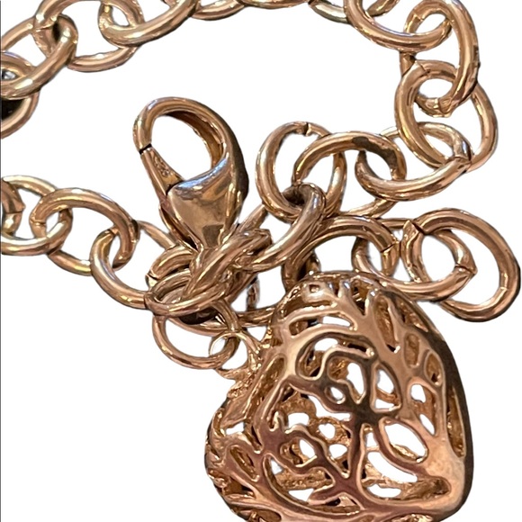 Sterling silver puffy heart large link bracelet - Picture 4 of 4